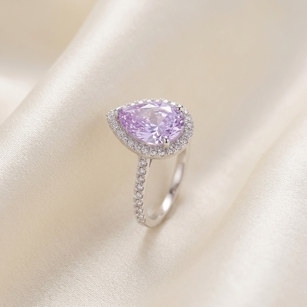 Lavender Pear CZ S925 Ring